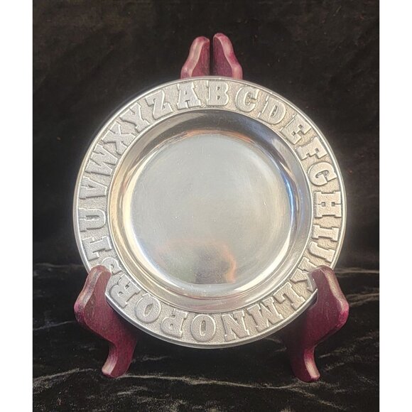 Vintage Pewterex Pewter Alphabet Plate - Picture 7 of 9